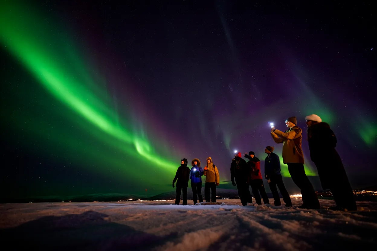 Aurora boreal sobre Tromsø, Noruega